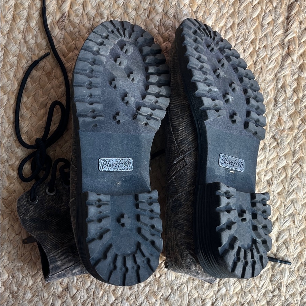 Blowfish Malibu Animal Print Zip Combat Boots - Picture 5 of 9